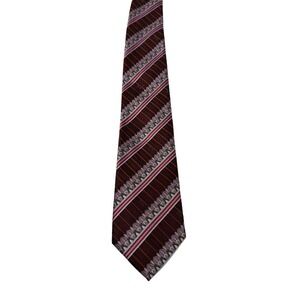 Emilio Pucci Silk Tie‎ Burgundy Pink Blue Stripe Geometric Designer Mens